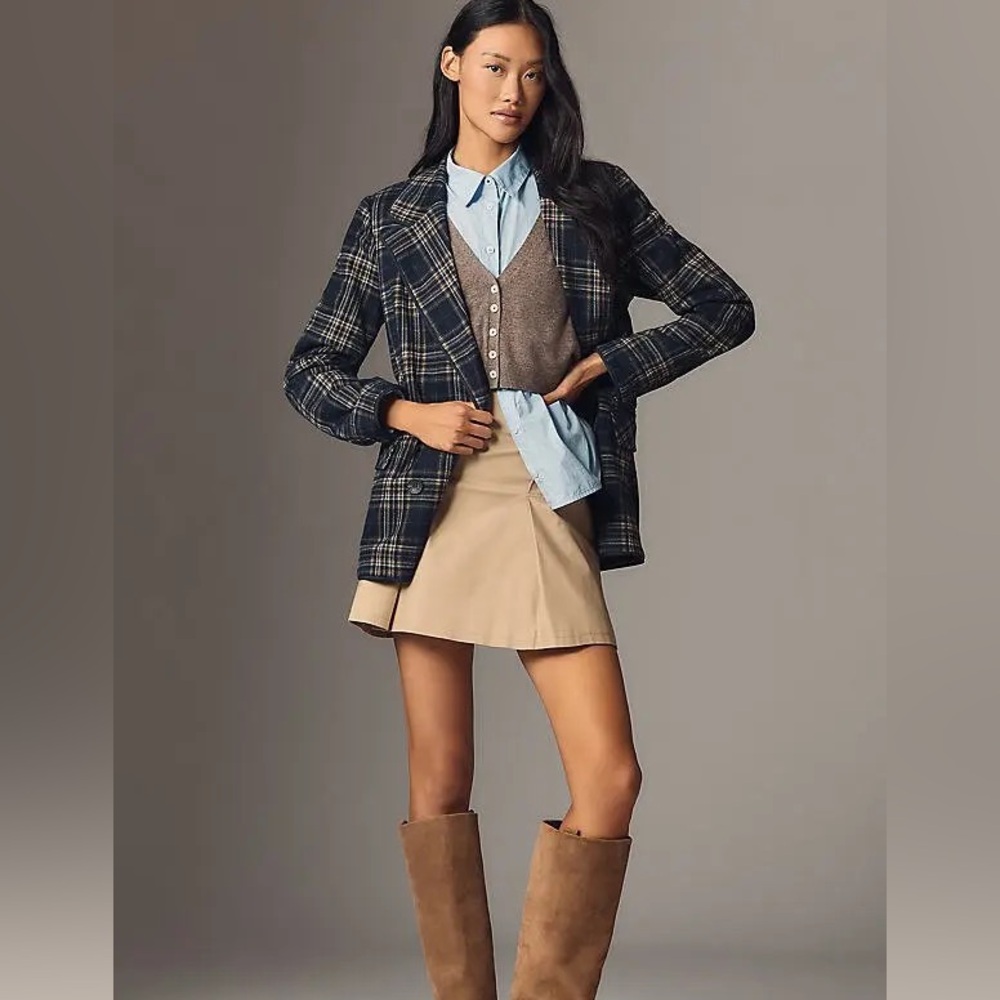 BNWT AVEC LES FILLED DOUBLE BREASTED PLAID BLAZER FROM ANTHROPOLOGIE SOLD OUT